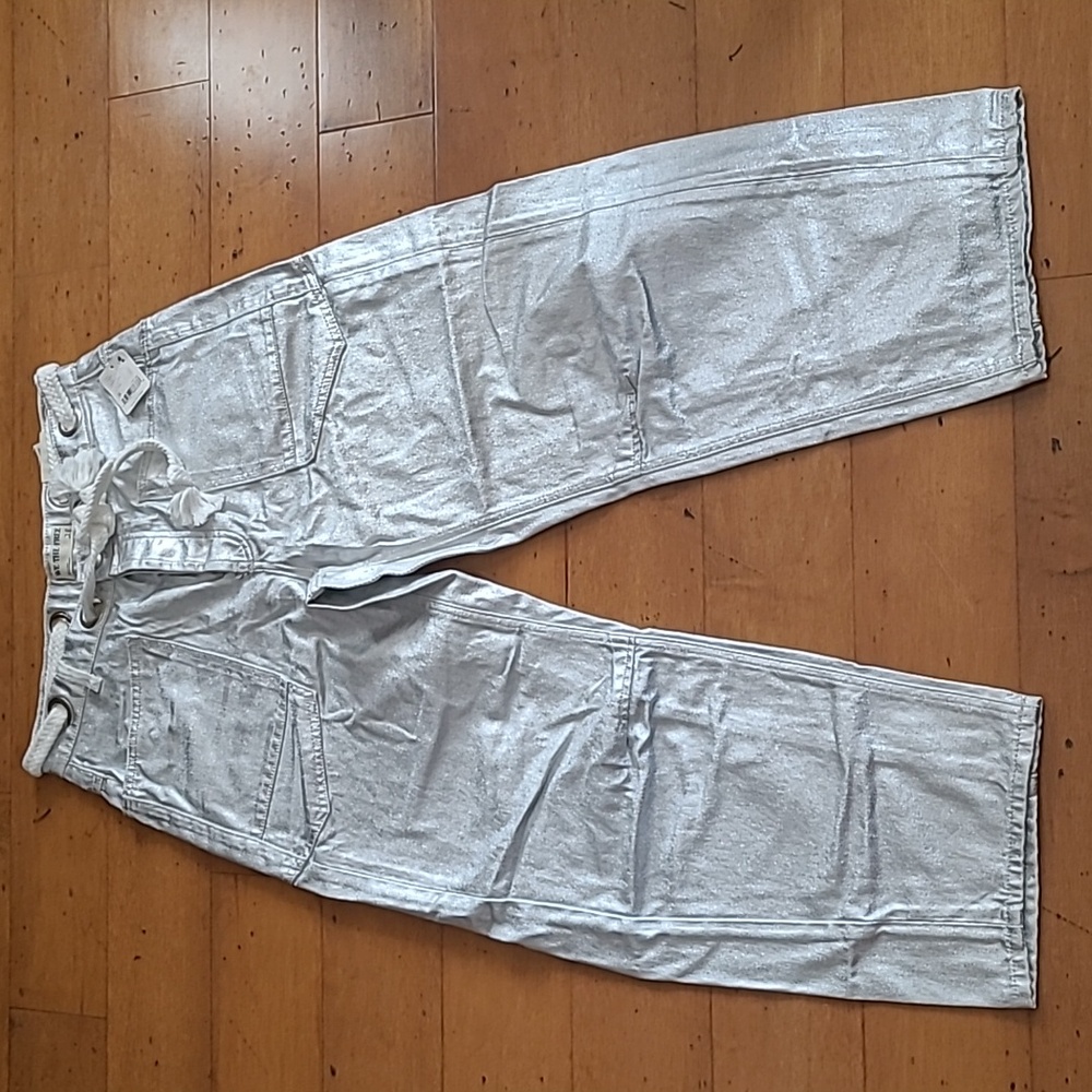 NWT Free People Moxie Metallic Low-Slung Barrel Jeans - Picture 5 of 6